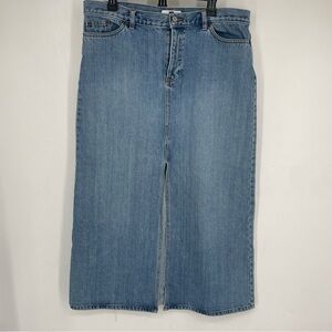 Vintage Y2K Gap Plus Size 16 Denim Blue Jean Maxi Skirt Slit Preppy Grunge